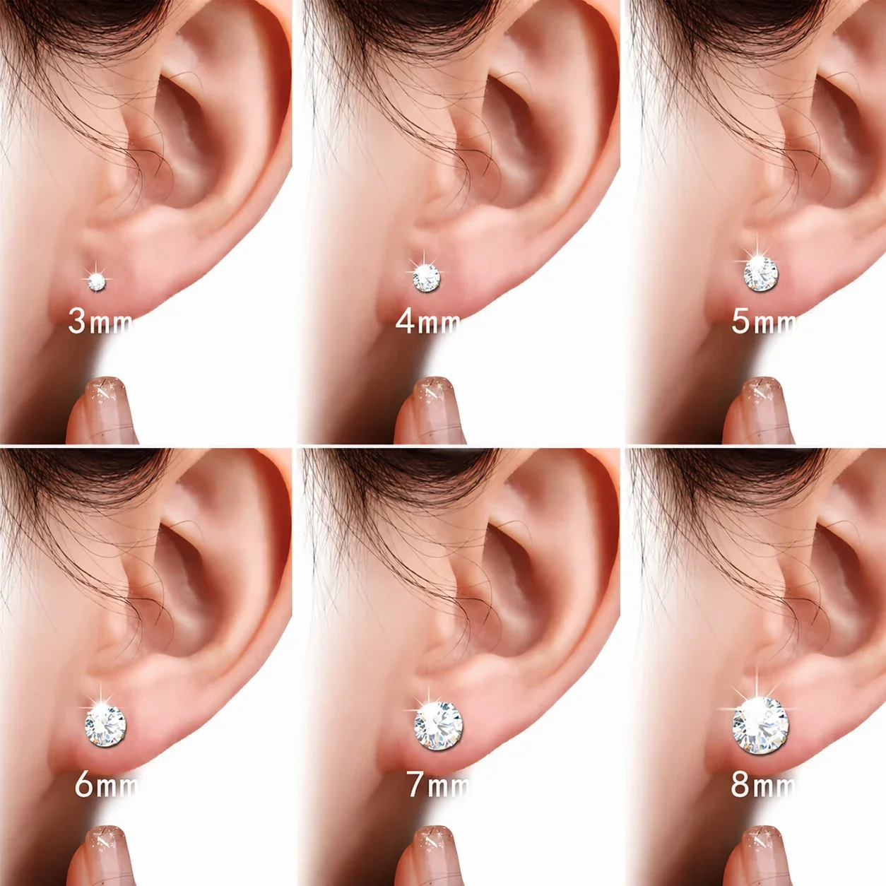 316 Stainless Steel Round CZ Screw Back Stud Earrings