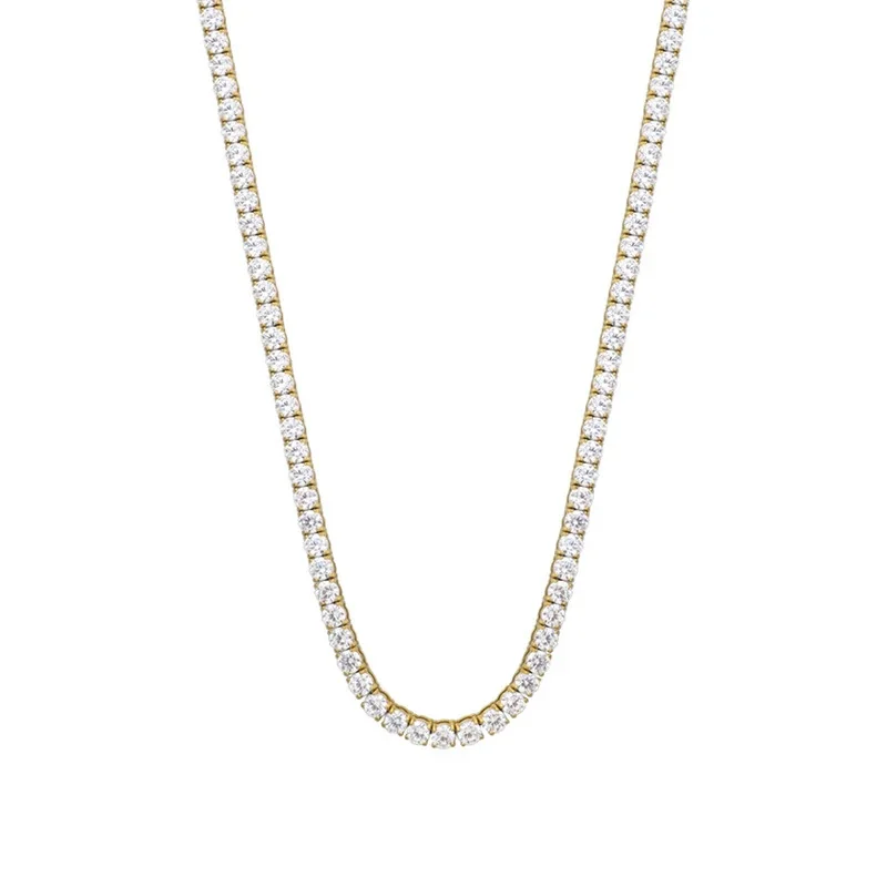 Prong-Set Round CZ 316 Stainless Steel Tennis Necklace
