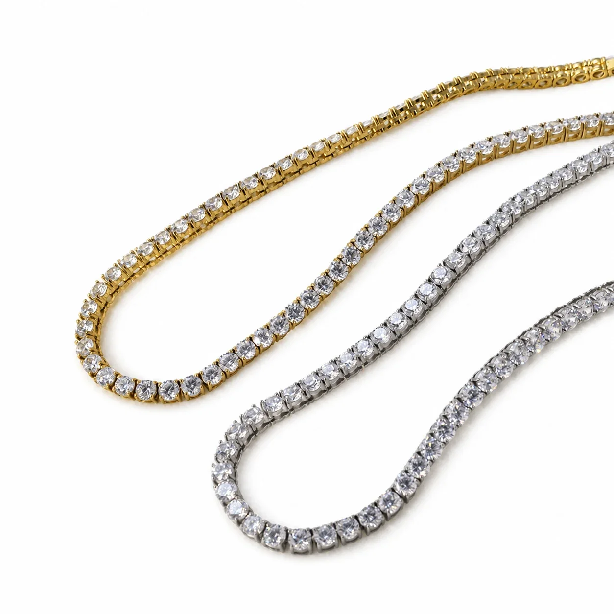 Prong-Set Round CZ 316 Stainless Steel Tennis Necklace