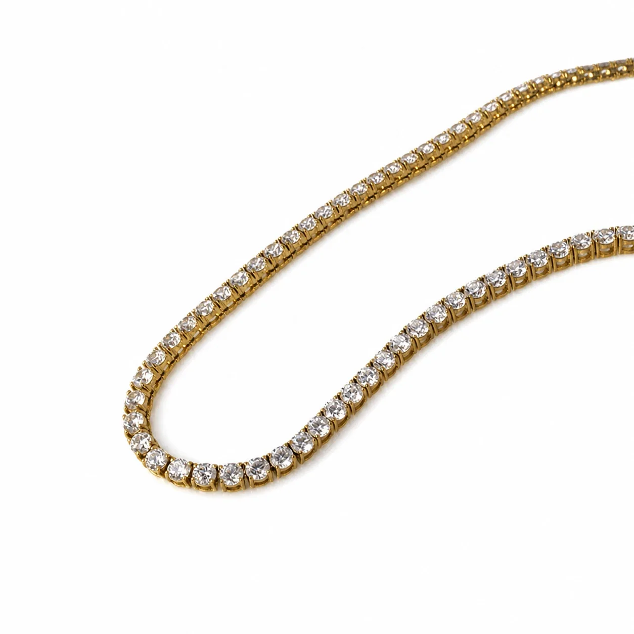 Prong-Set Round CZ 316 Stainless Steel Tennis Necklace