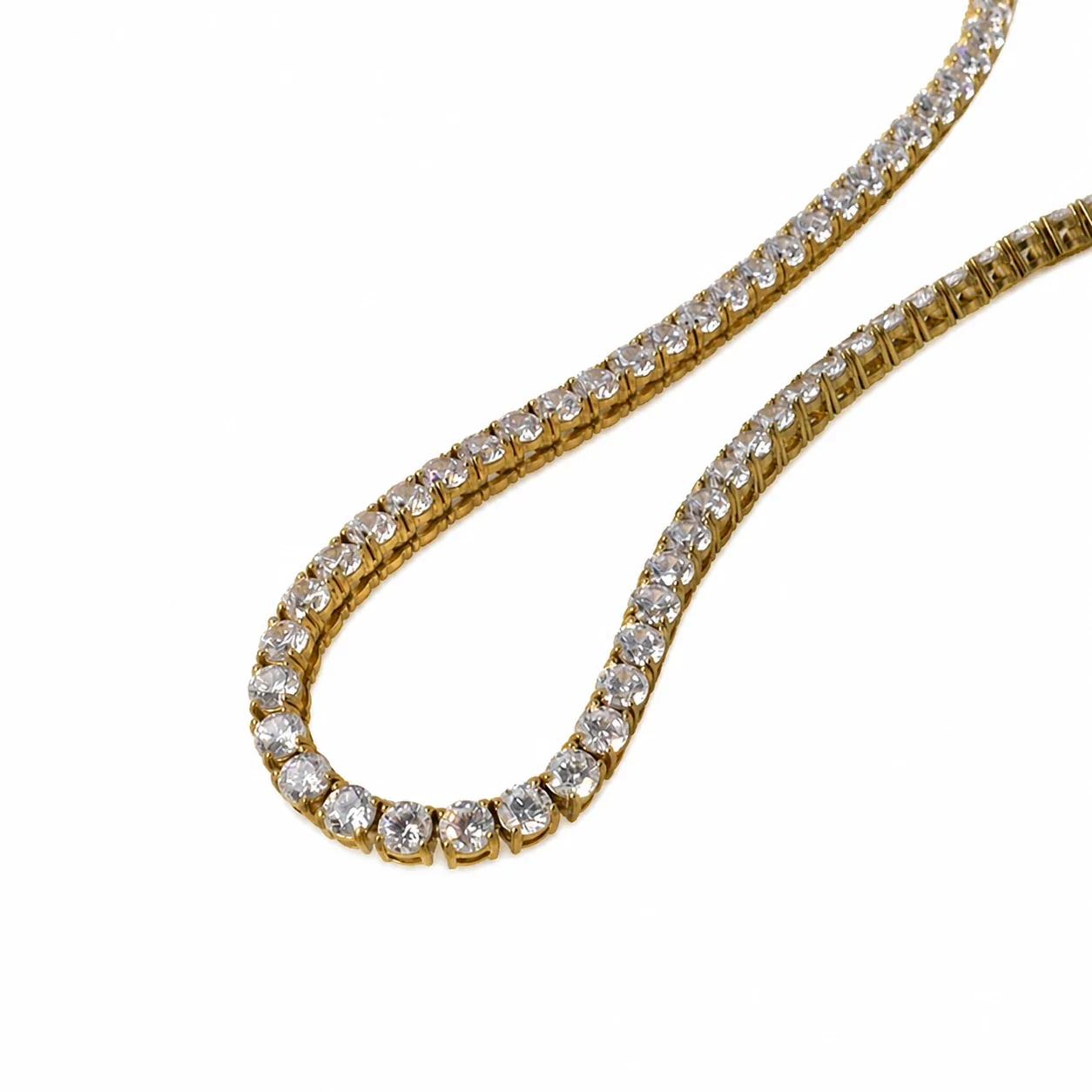 Prong-Set Round CZ 316 Stainless Steel Tennis Necklace