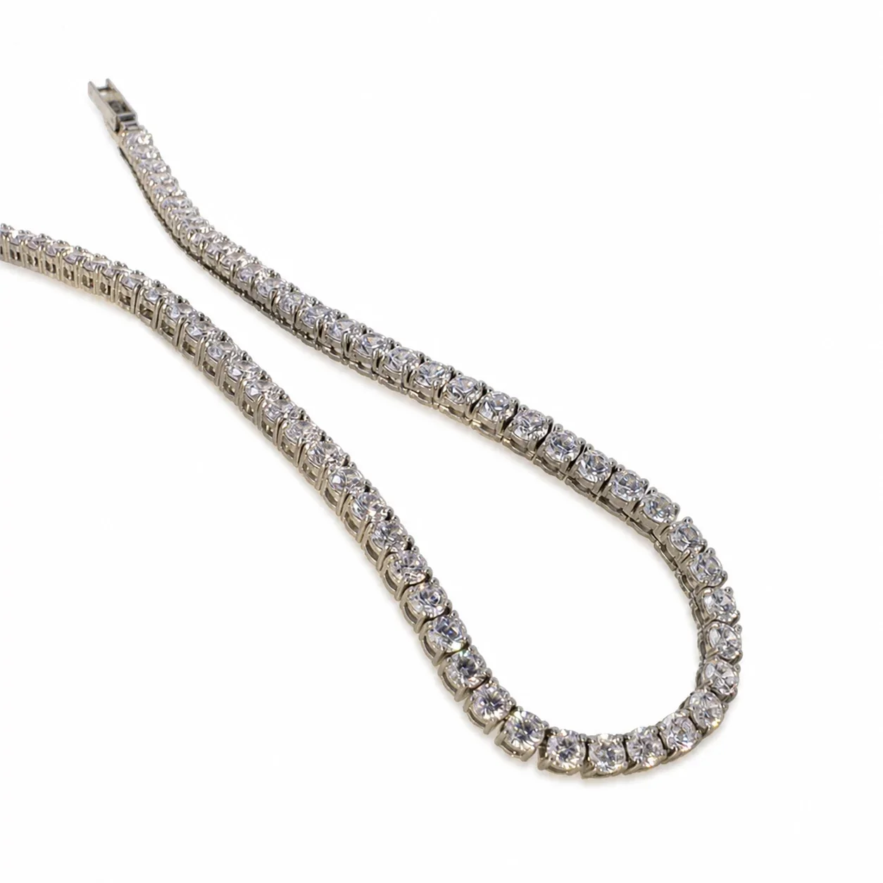 Prong-Set Round CZ 316 Stainless Steel Tennis Necklace