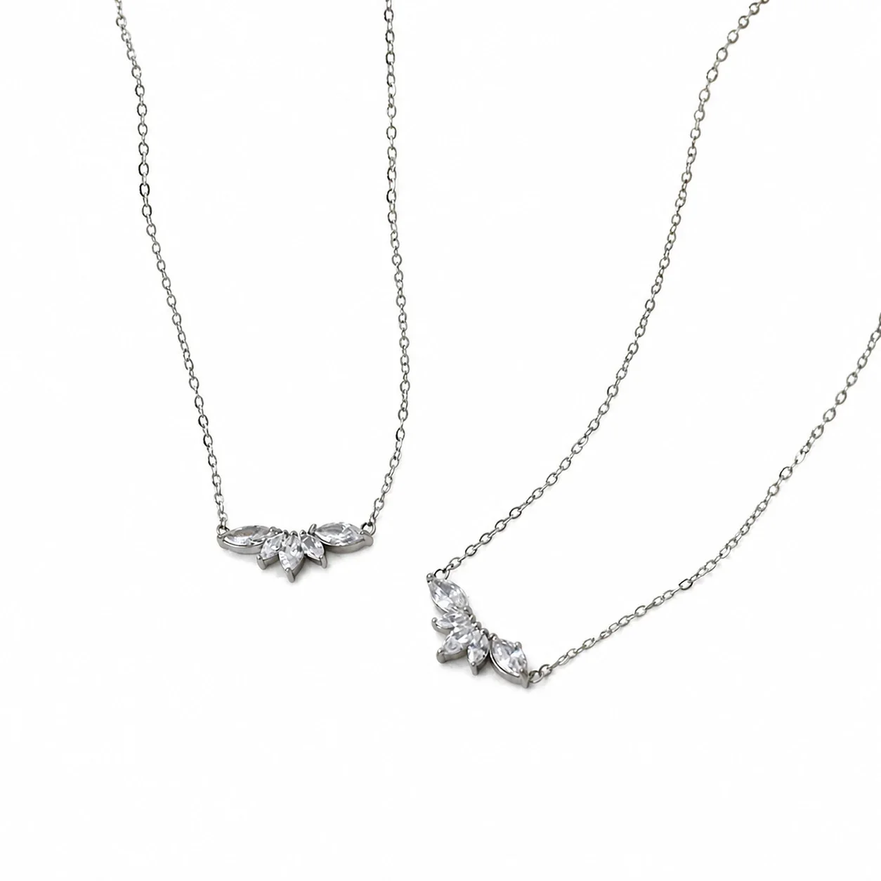Delicate 316 Stainless Steel Marquise CZ Cable Necklace