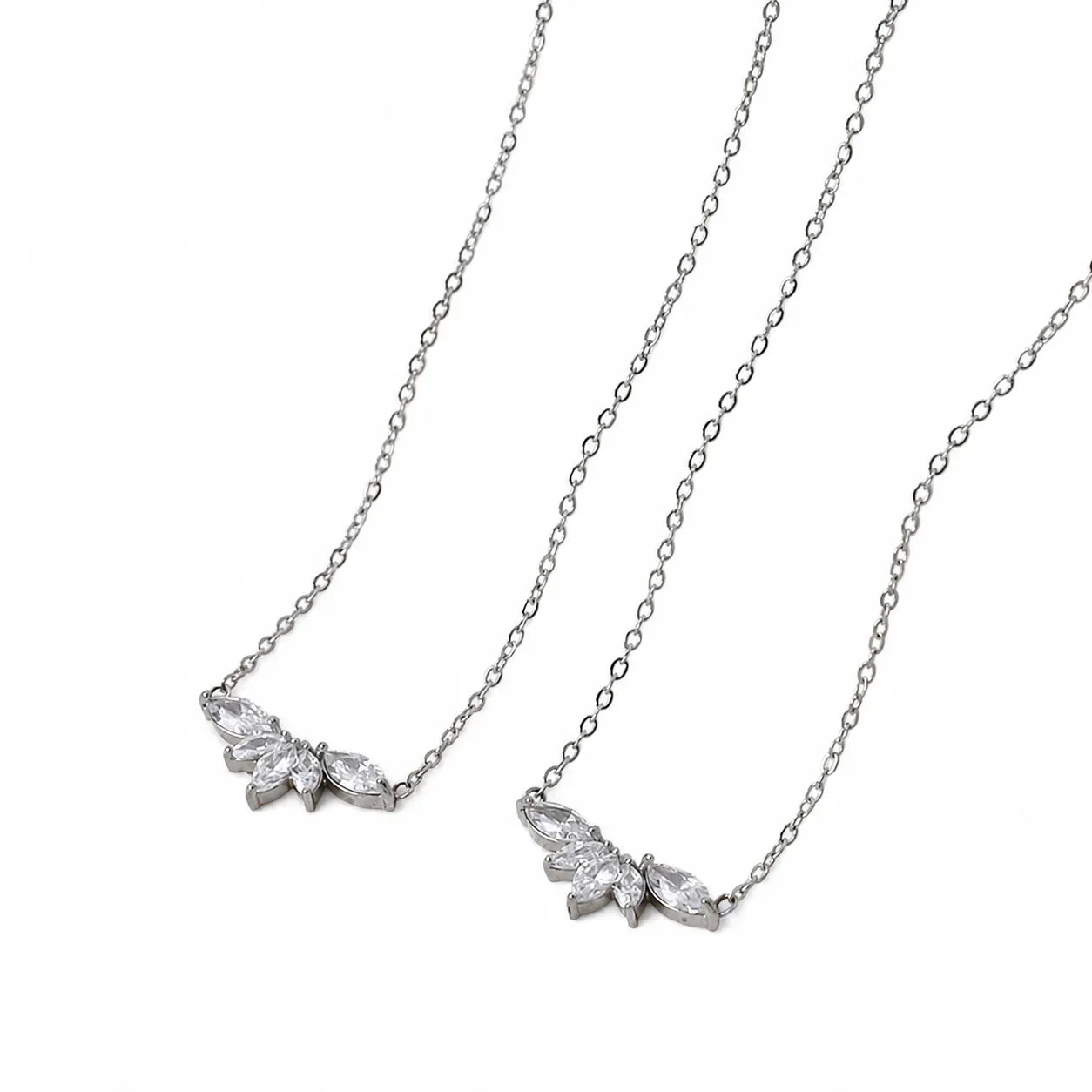 Delicate 316 Stainless Steel Marquise CZ Cable Necklace