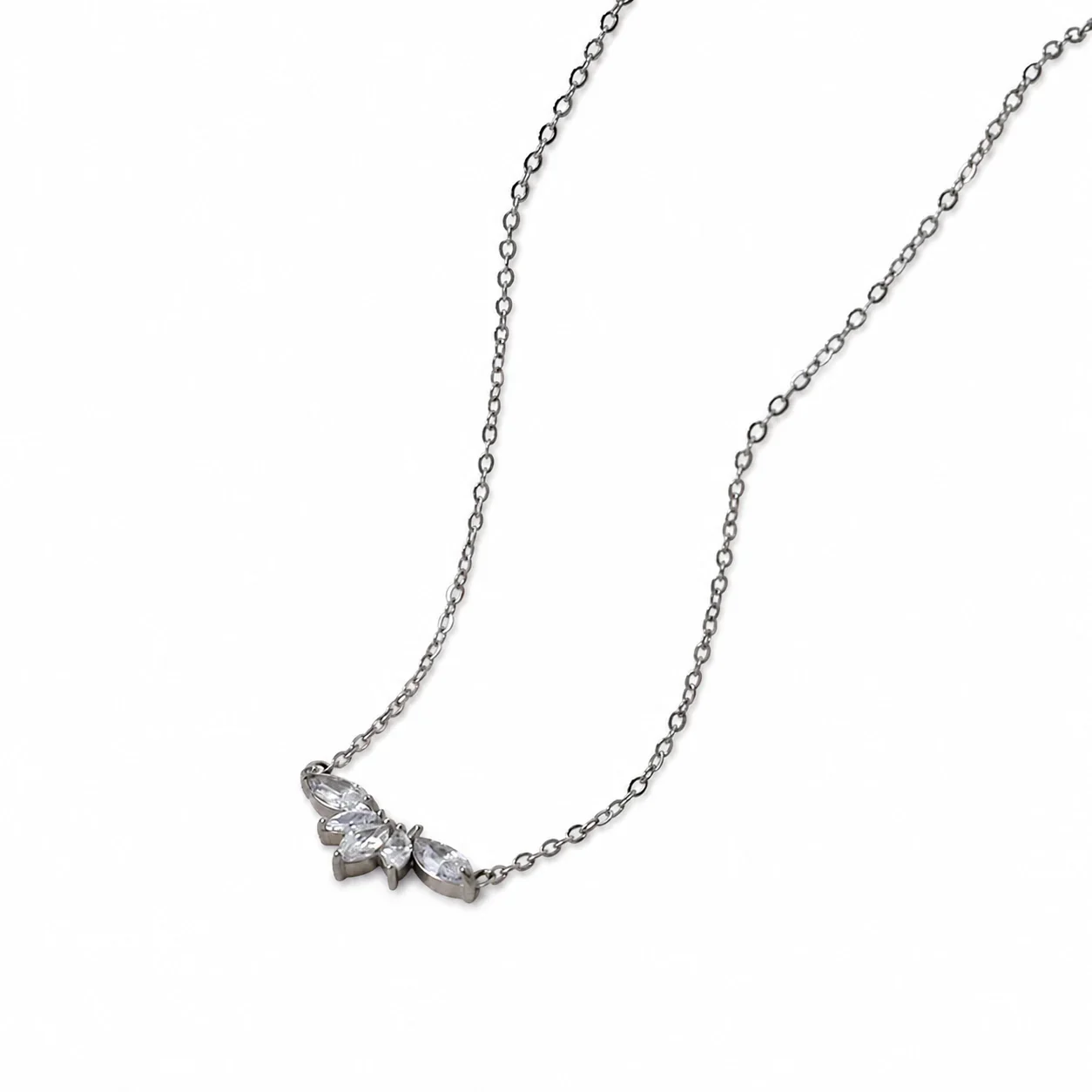 Delicate 316 Stainless Steel Marquise CZ Cable Necklace