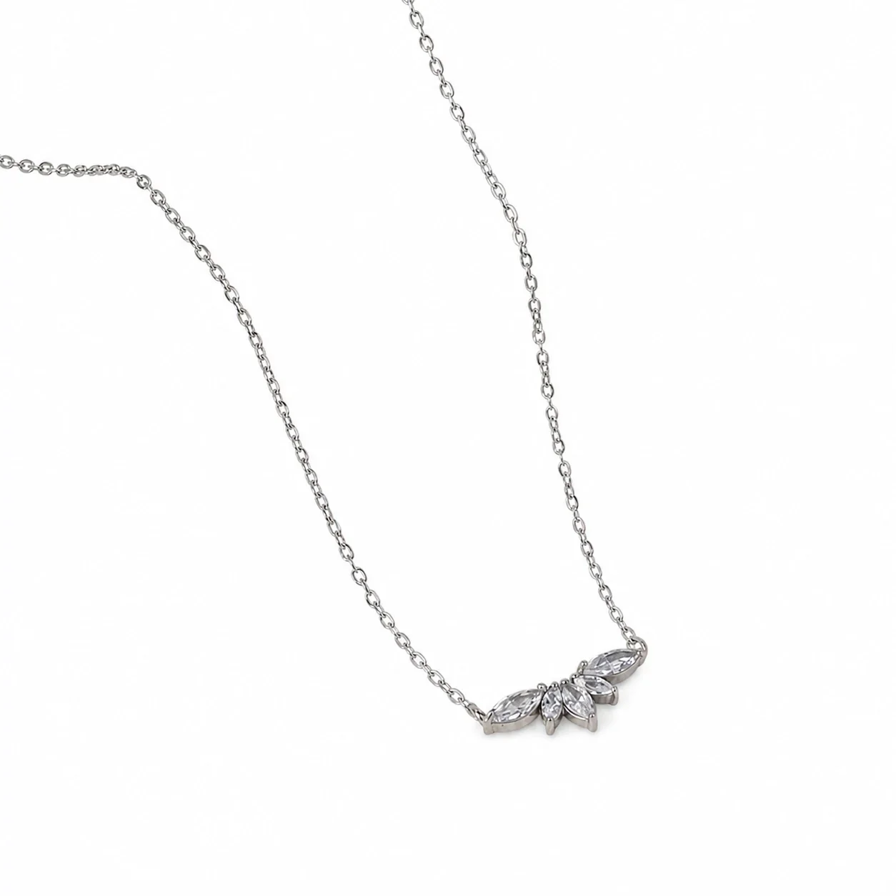 Delicate 316 Stainless Steel Marquise CZ Cable Necklace