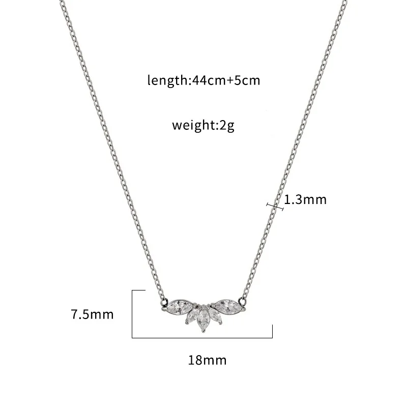 Delicate 316 Stainless Steel Marquise CZ Cable Necklace - Silver