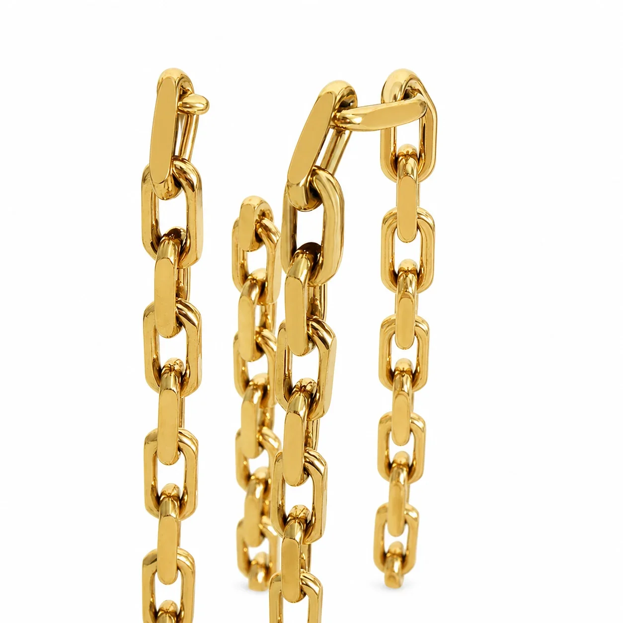 Bold Gold-Plated Stainless Steel Chunky Paperclip Jewelry Set