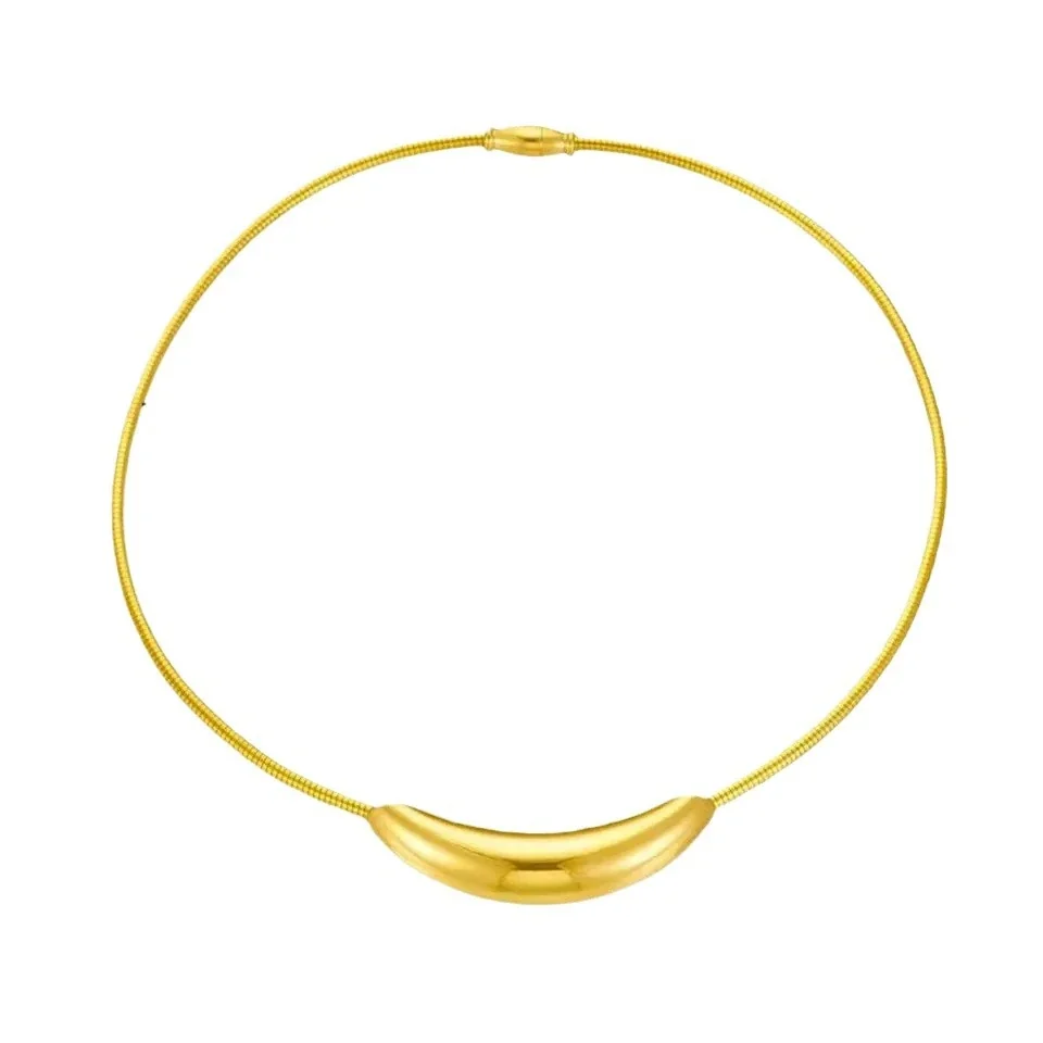 Snake Chain Necklace with Curved Tube, Stainless Steel