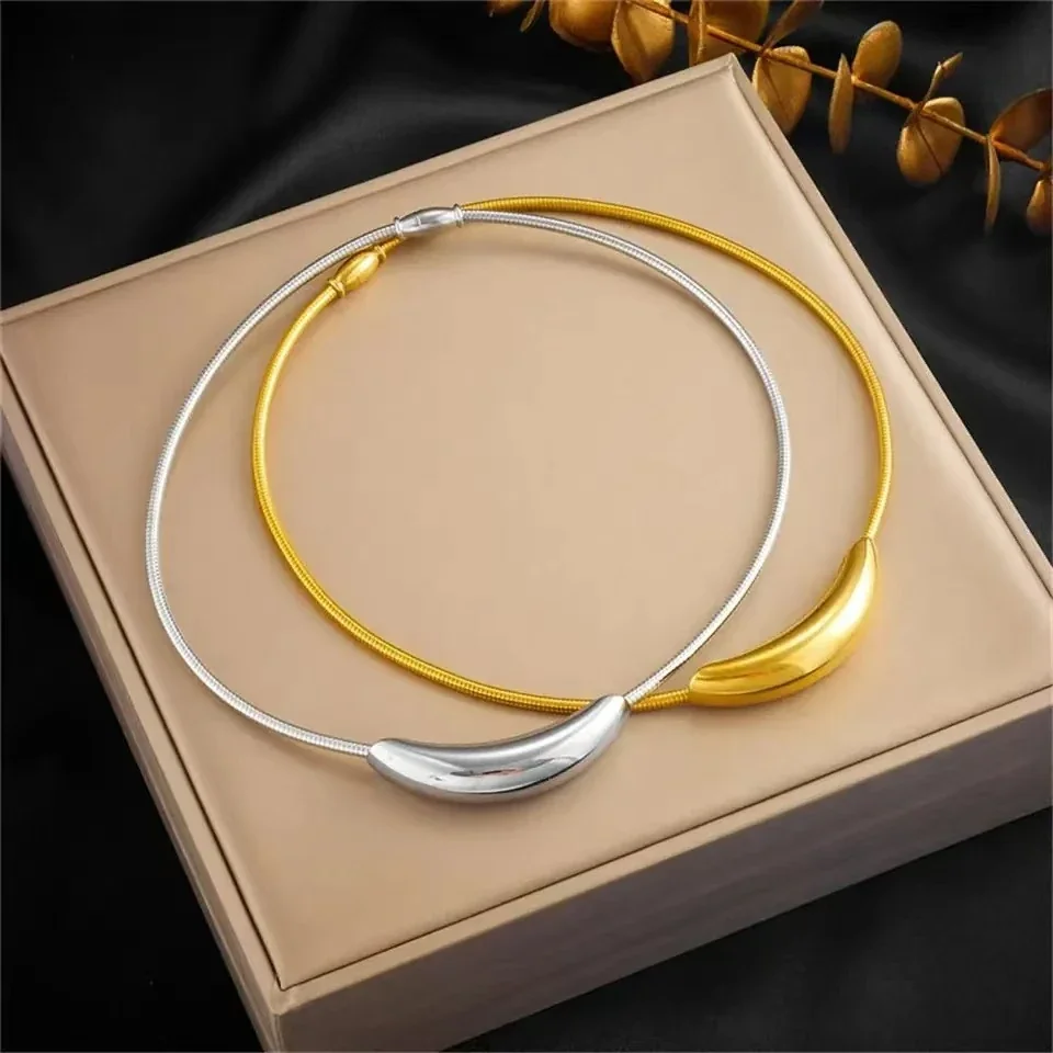 Foto del producto: Collar de cadena serpiente con tubo curvo, acero inoxidable