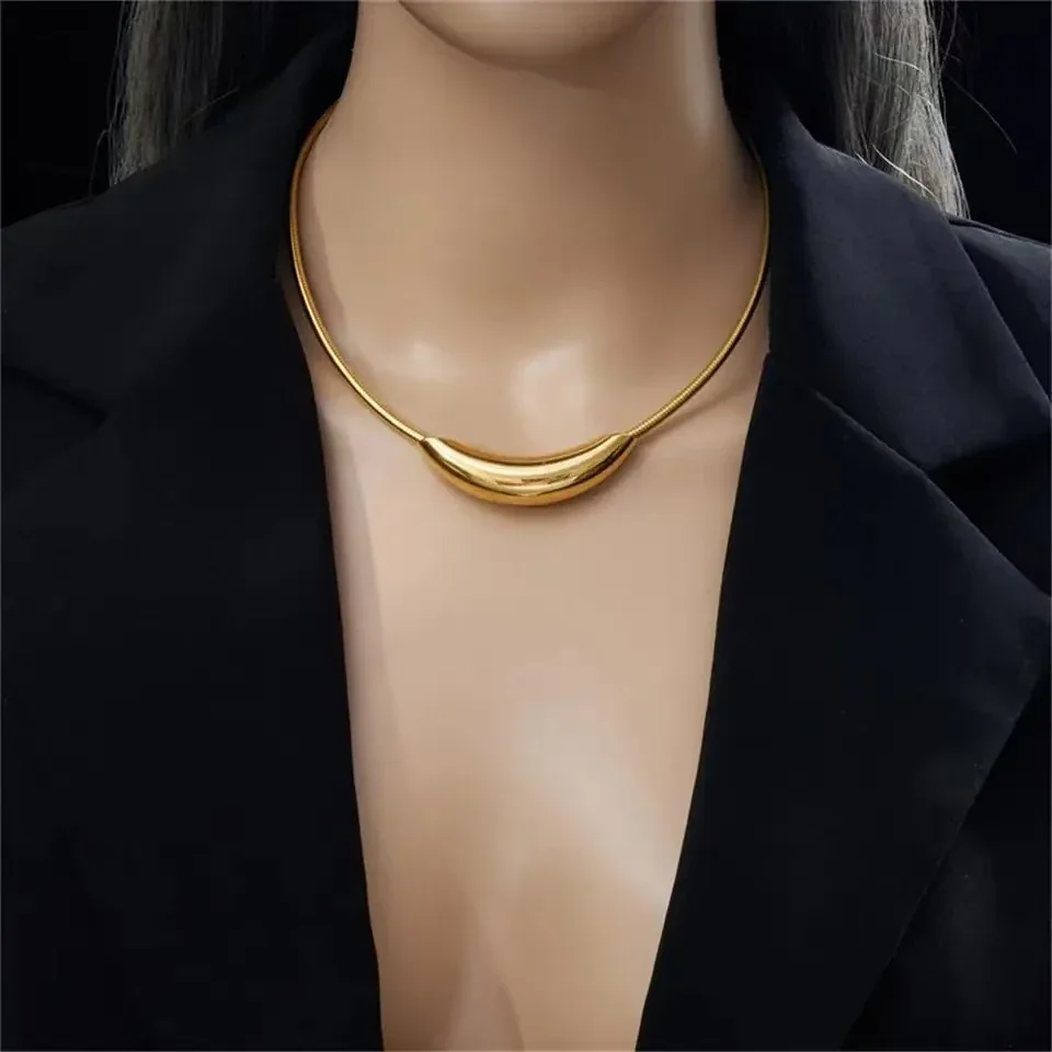 Foto del producto: Collar de cadena serpiente con tubo curvo, acero inoxidable