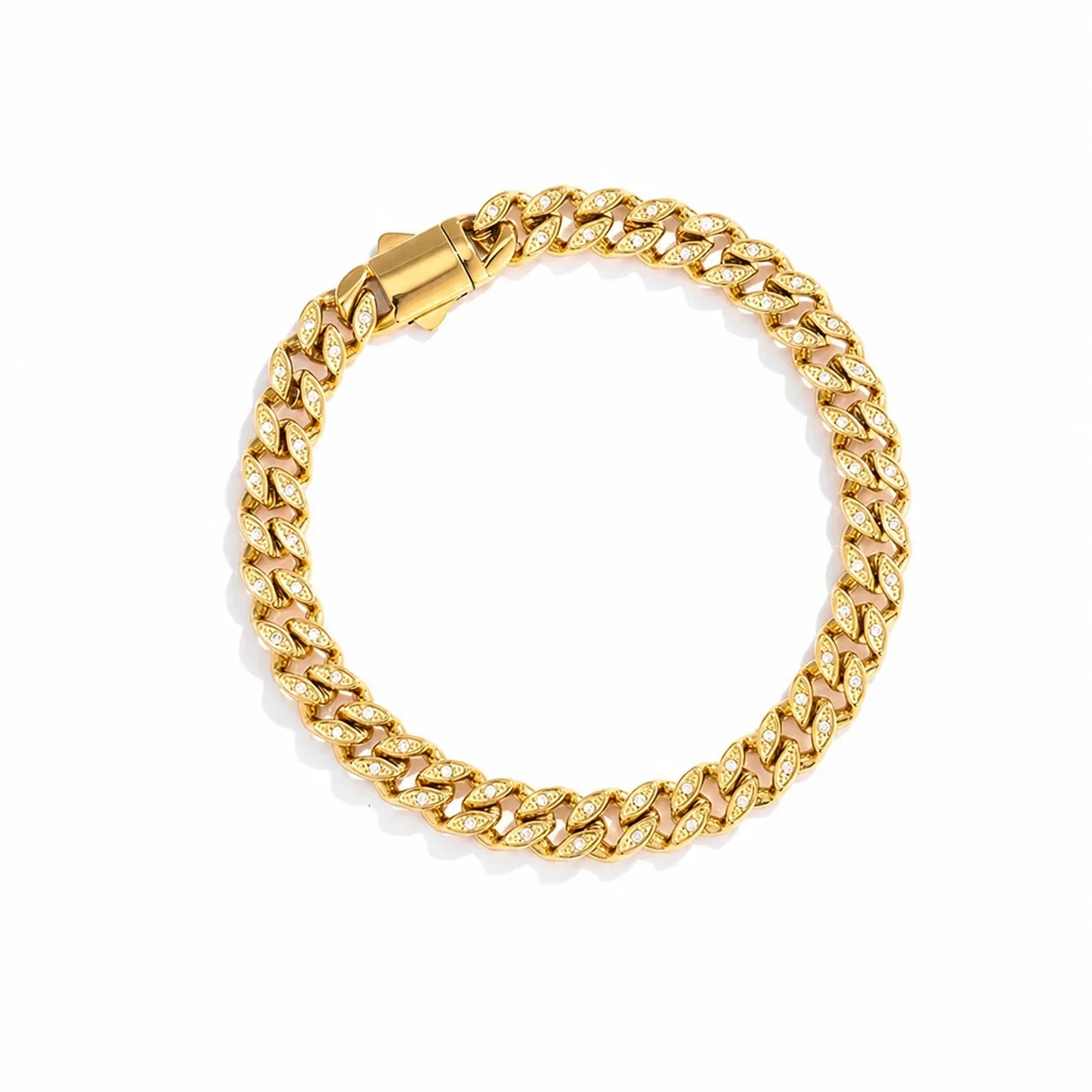 Bold 316 Stainless Steel Pavé Cuban Chain Bracelet