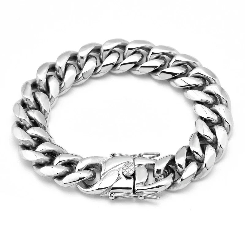 Cuban Link Bracelet 21cm Box Clasp 316 Stainless Steel Gold PVD