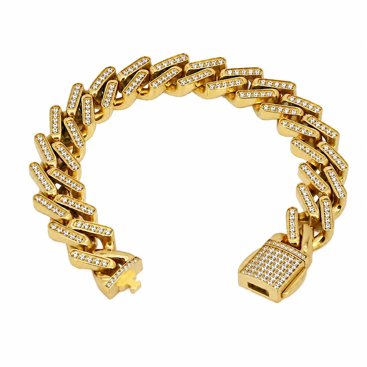 14mm Iced Cuban Link Stainless Steel Chain Bracelet