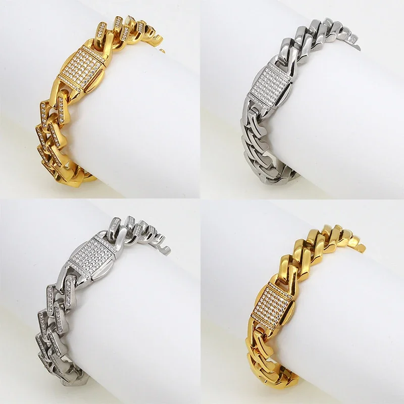 Bold 316 Stainless Steel Pavé Cuban Chain Bracelet