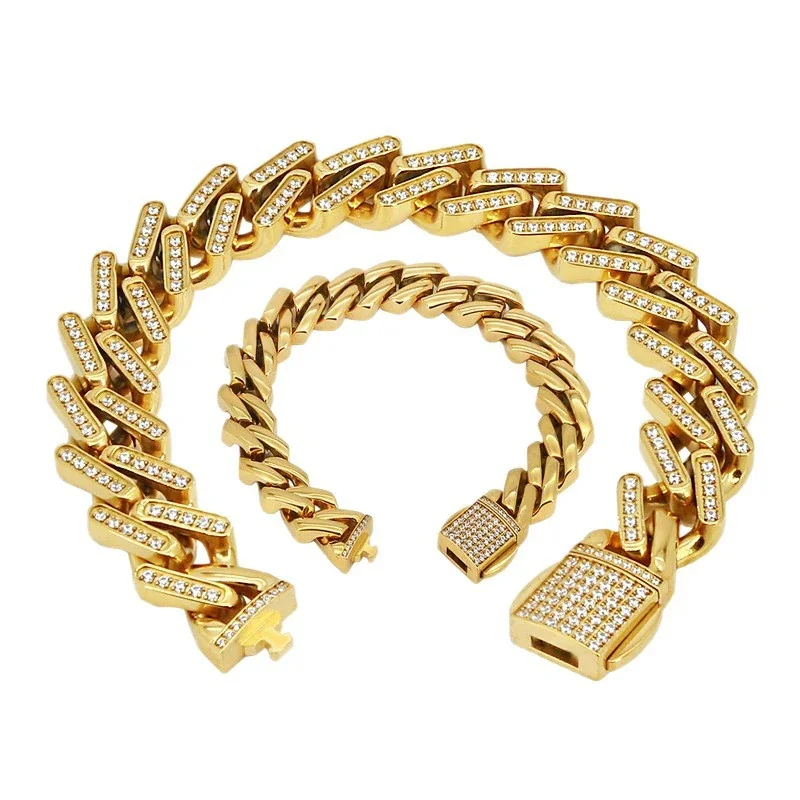 Bold 316 Stainless Steel Pavé Cuban Chain Bracelet
