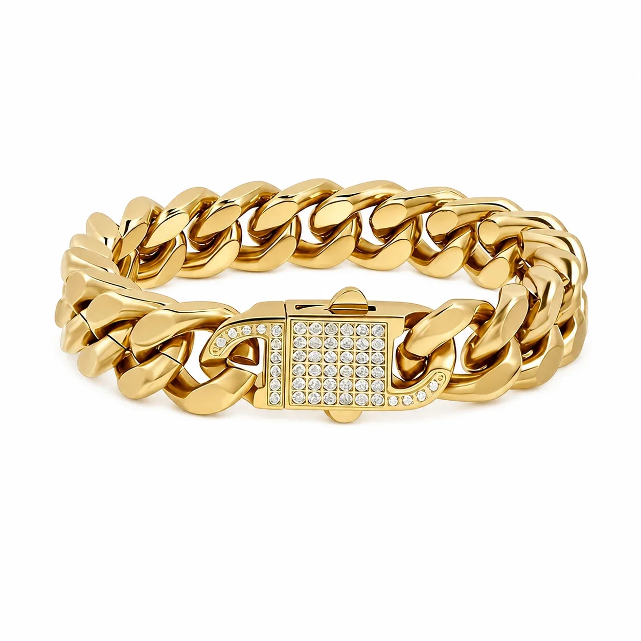 Bold 316 Stainless Steel Pavé Cuban Chain Bracelet