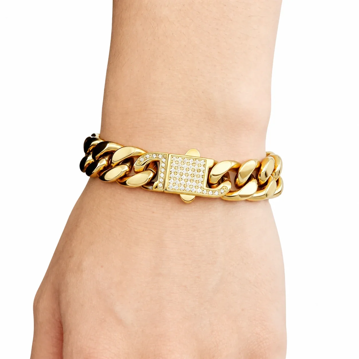 Bold 316 Stainless Steel Pavé Cuban Chain Bracelet