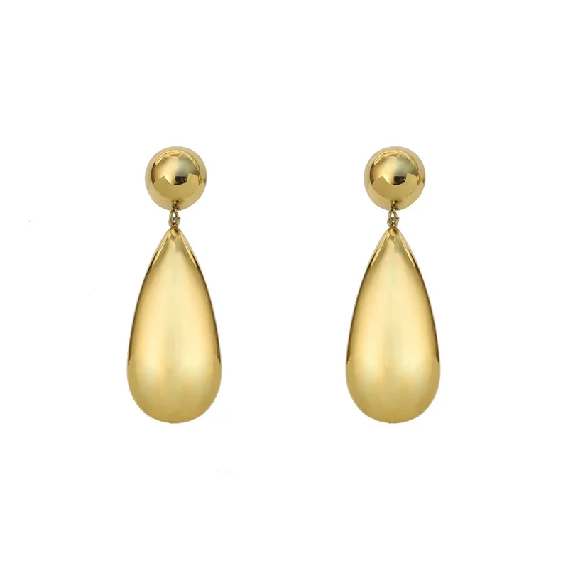 Drop Earrings Ball Stud Teardrop Gold-Plated Stainless Steel