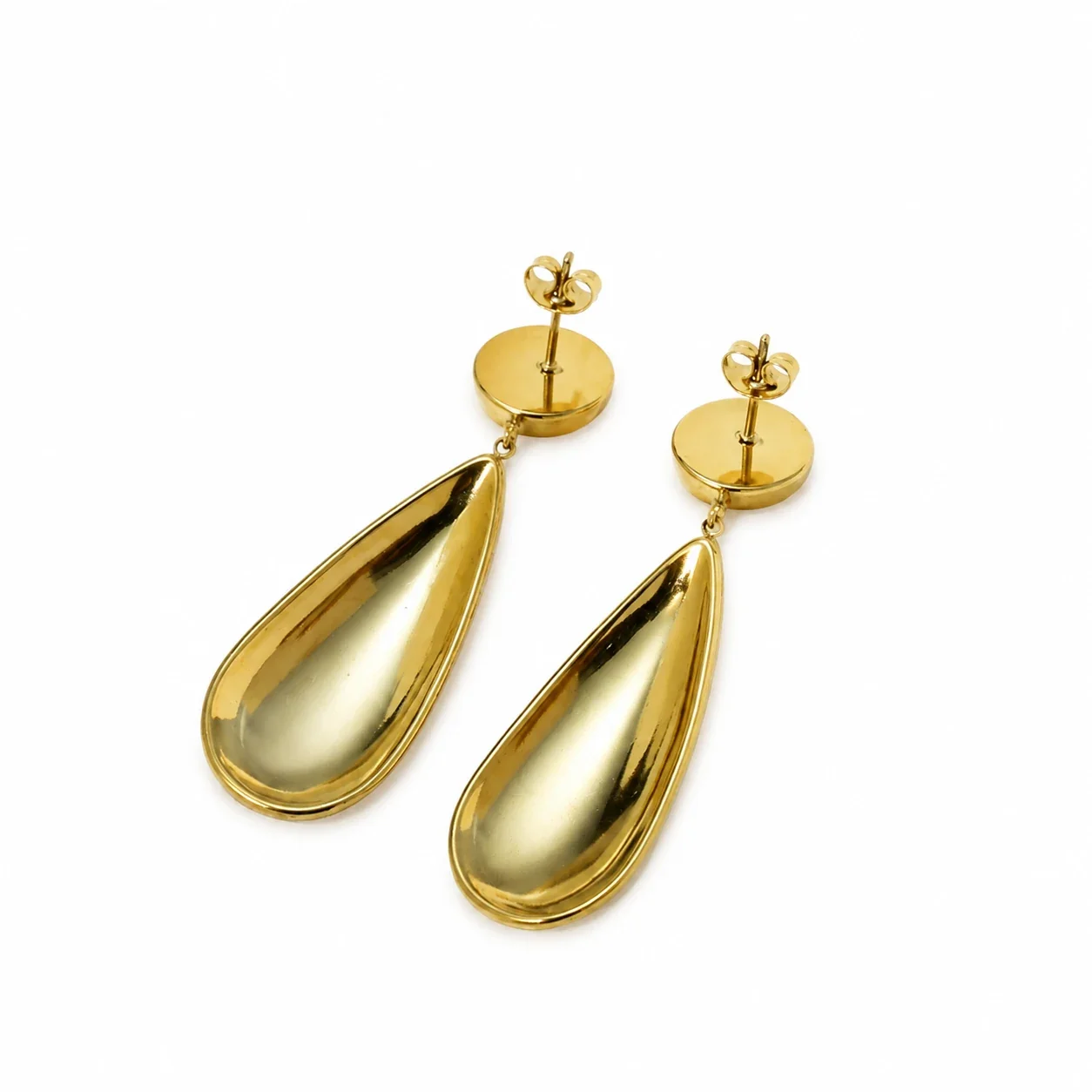 Drop Earrings Ball Stud Teardrop Gold-Plated Stainless Steel
