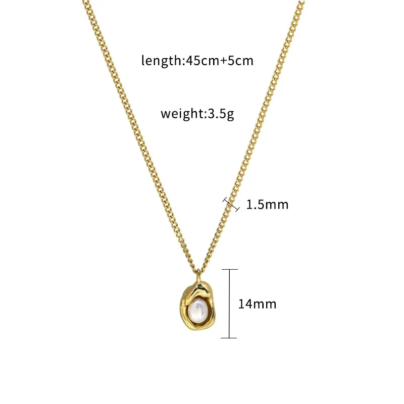Pendant Necklace, Pearl Pod Bead Chain Gold-Plated Stainless Steel - Gold