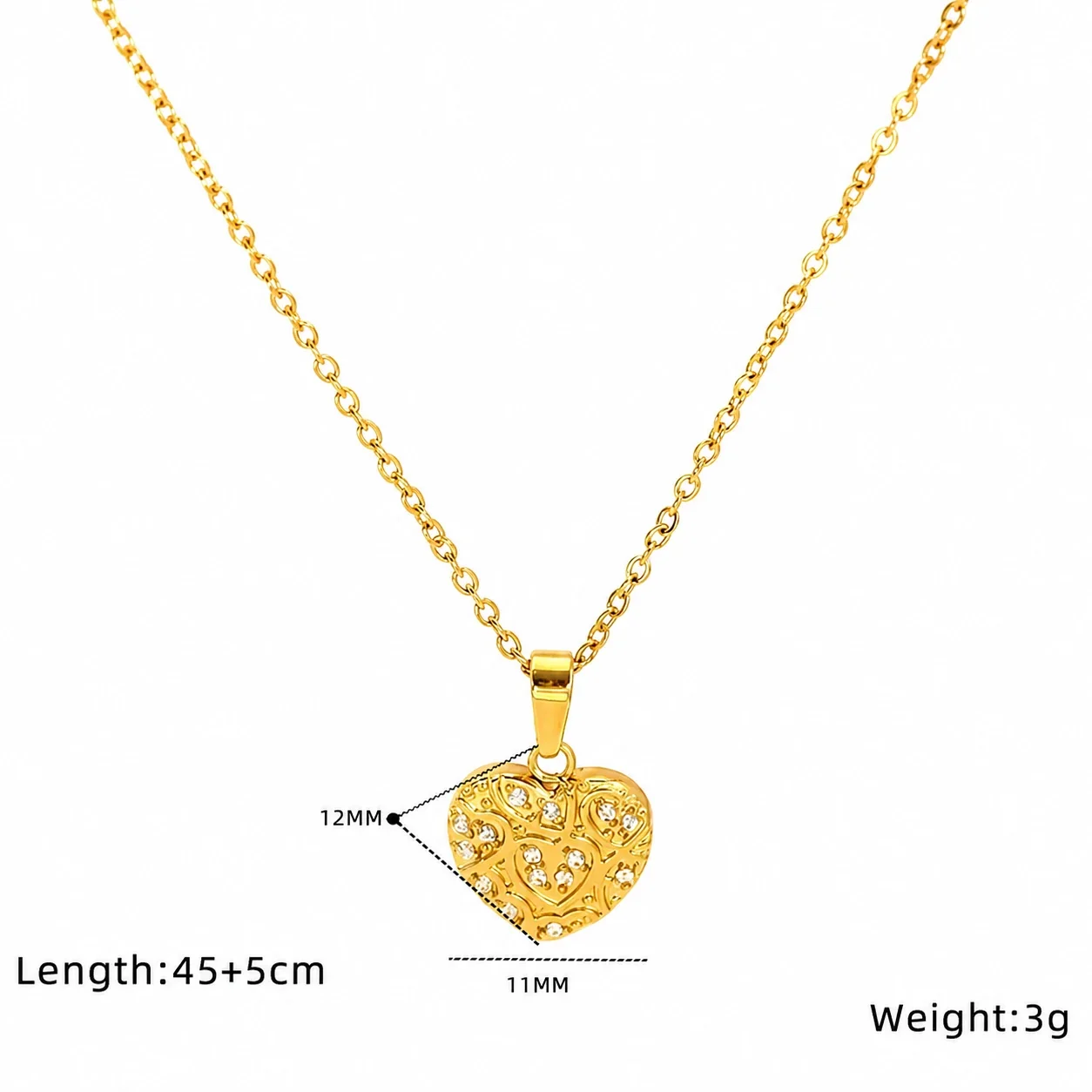 Delicate Gold-Tone Open Heart CZ Pendant Necklace - Gold Open Heart