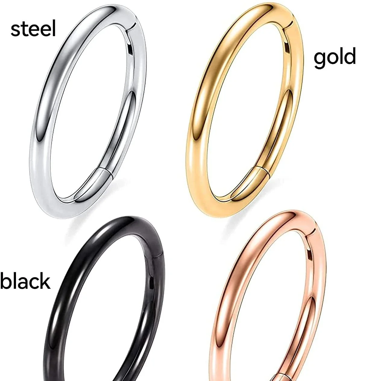 Seamless 316 Stainless Steel Hinged Segment Hoop Earrings