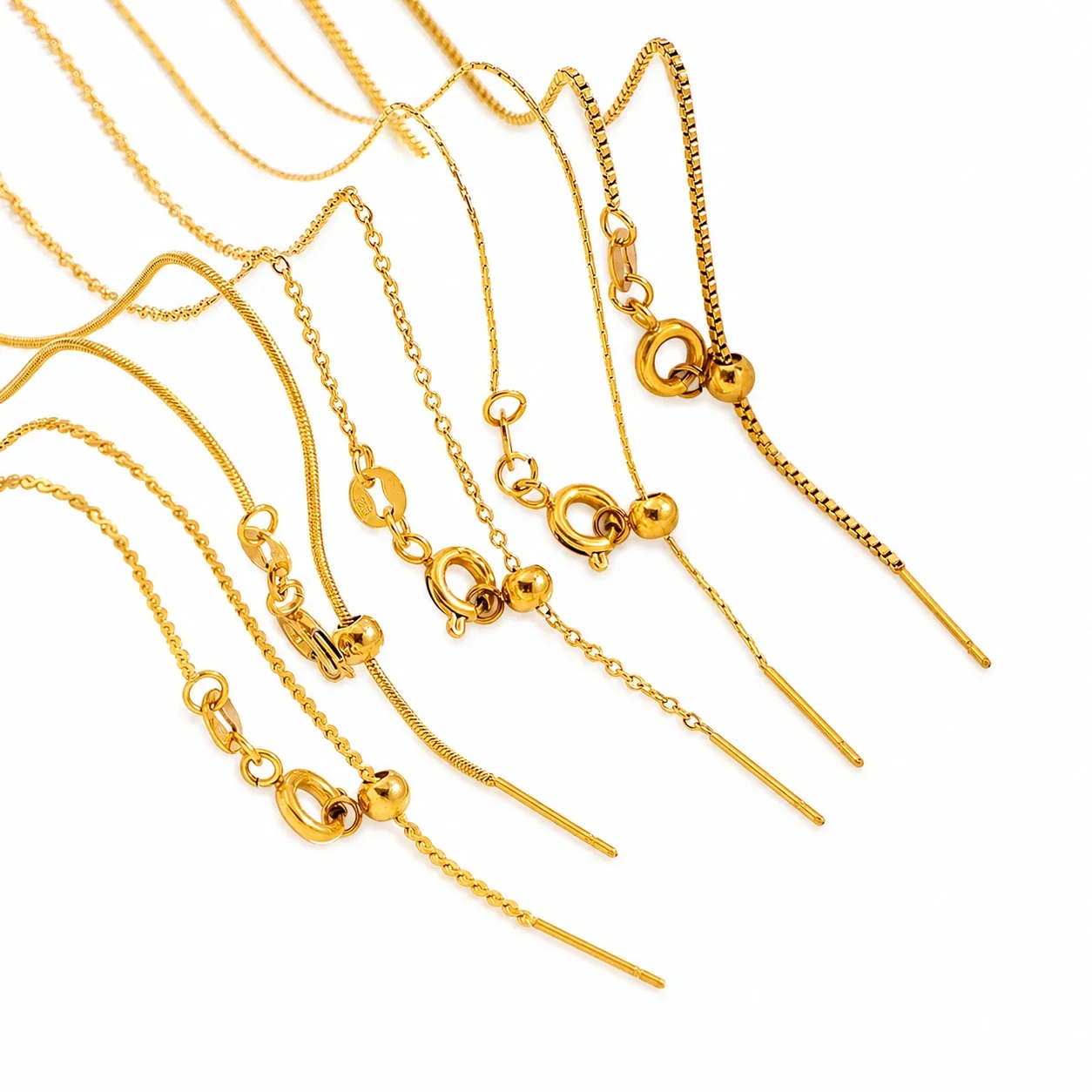 Refined 18K Gold-Plated Slider Bead Needle Chain Necklace