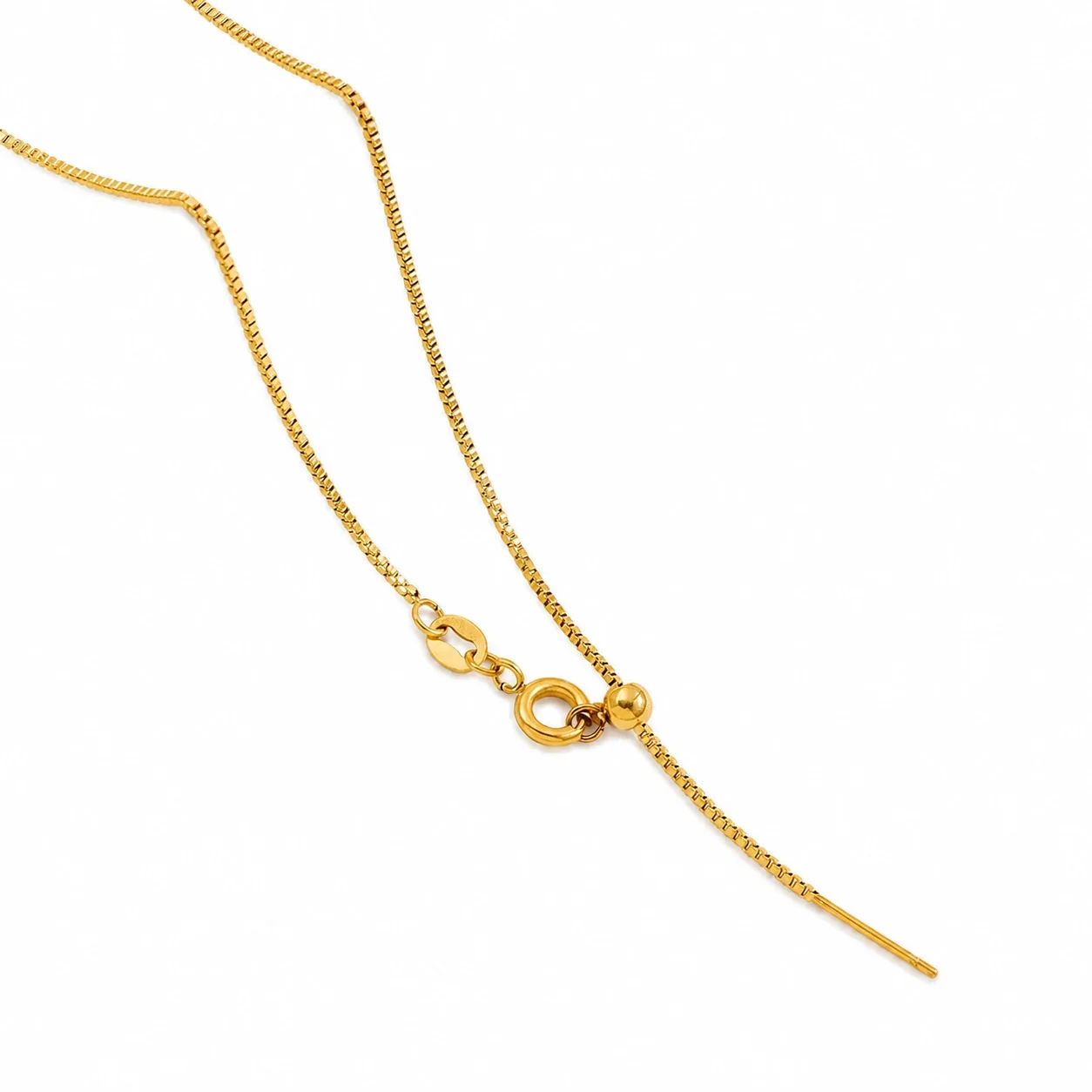 Refined 18K Gold-Plated Slider Bead Needle Chain Necklace