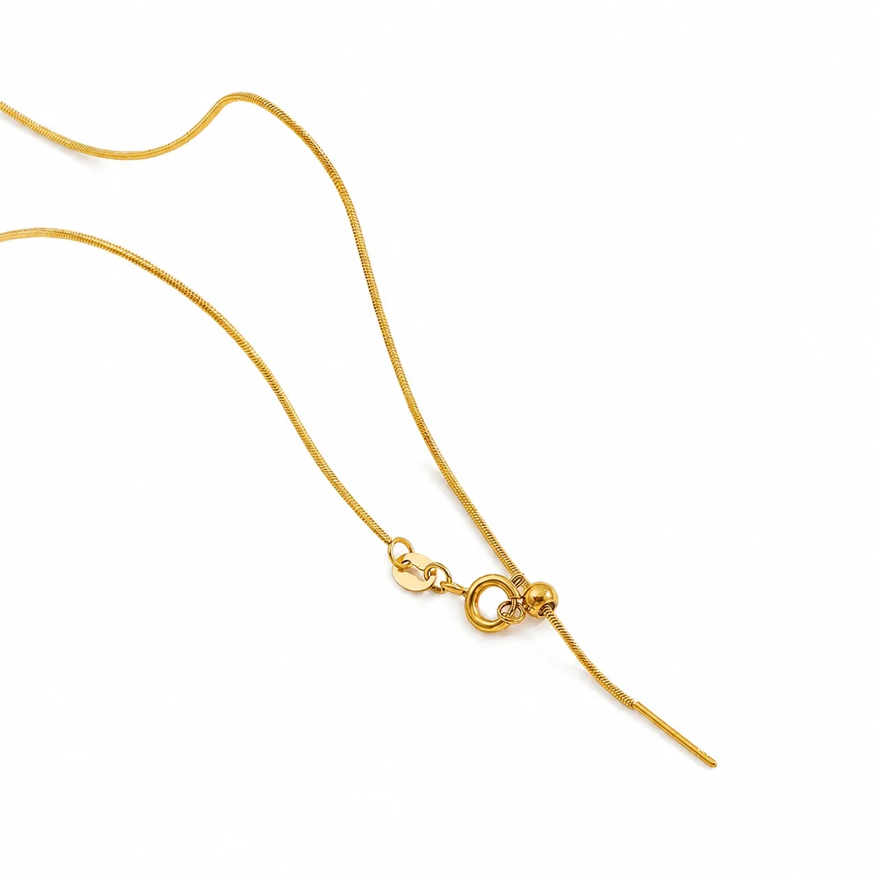 Refined 18K Gold-Plated Slider Bead Needle Chain Necklace