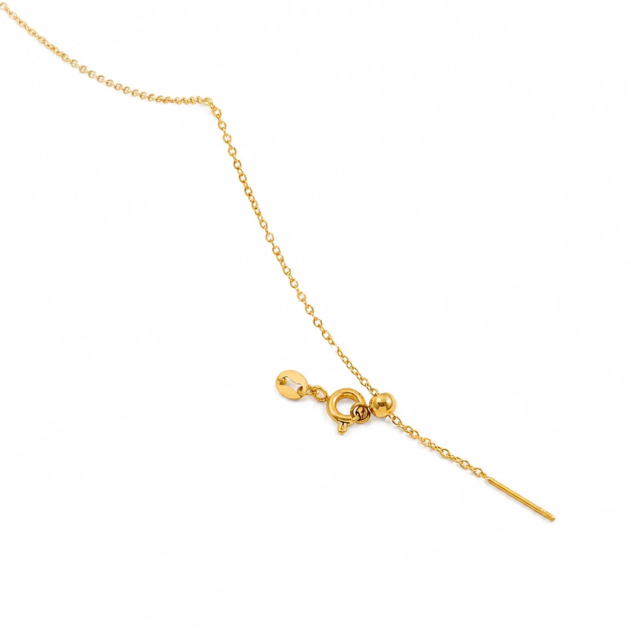 Refined 18K Gold-Plated Slider Bead Needle Chain Necklace - Gold Cable