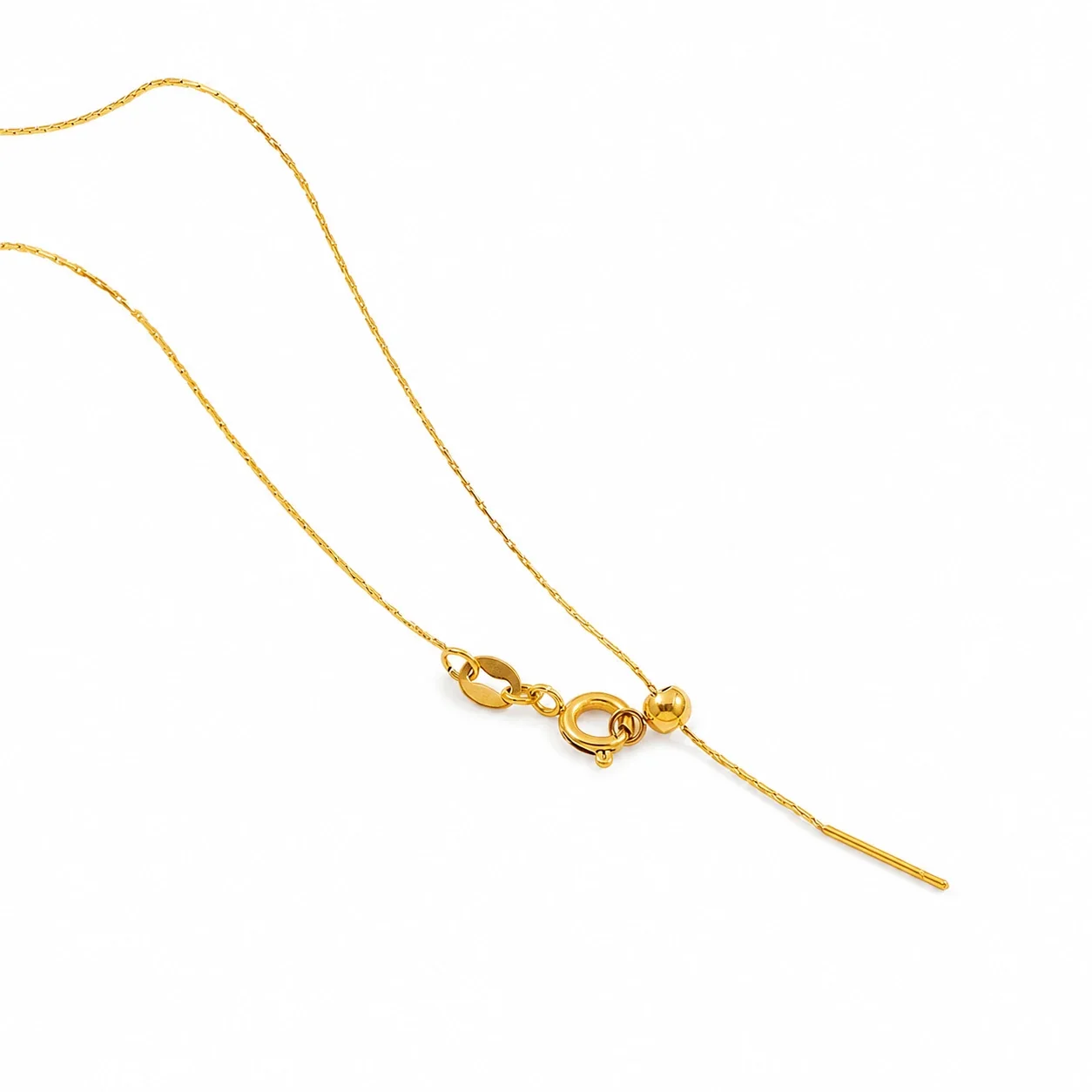 Refined 18K Gold-Plated Slider Bead Needle Chain Necklace - Gold Hammered Round