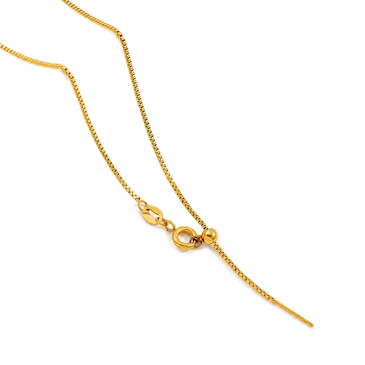 Refined 18K Gold-Plated Slider Bead Needle Chain Necklace - Gold Box