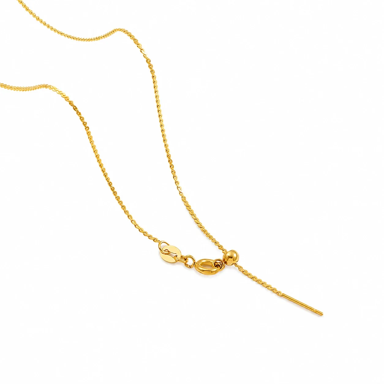Refined 18K Gold-Plated Slider Bead Needle Chain Necklace - Gold S