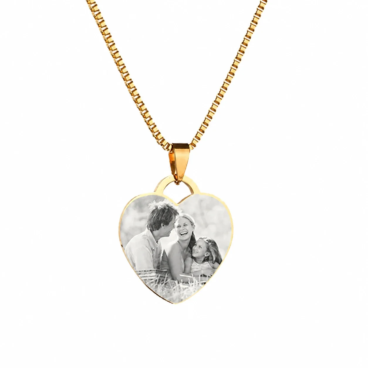 Engravable Heart Tag 316 Stainless Steel Box Chain Necklace