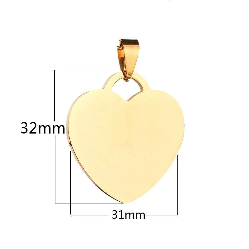 Engravable Heart Tag 316 Stainless Steel Box Chain Necklace - Gold 24 x 23 mm