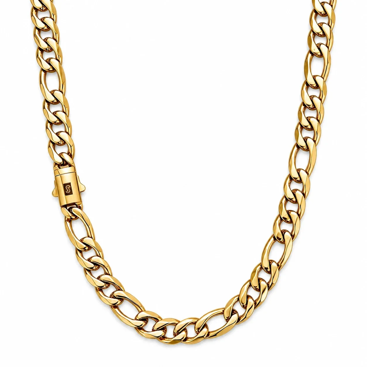 Bold Gold-Plated Stainless Steel Figaro Curb Chain Necklace