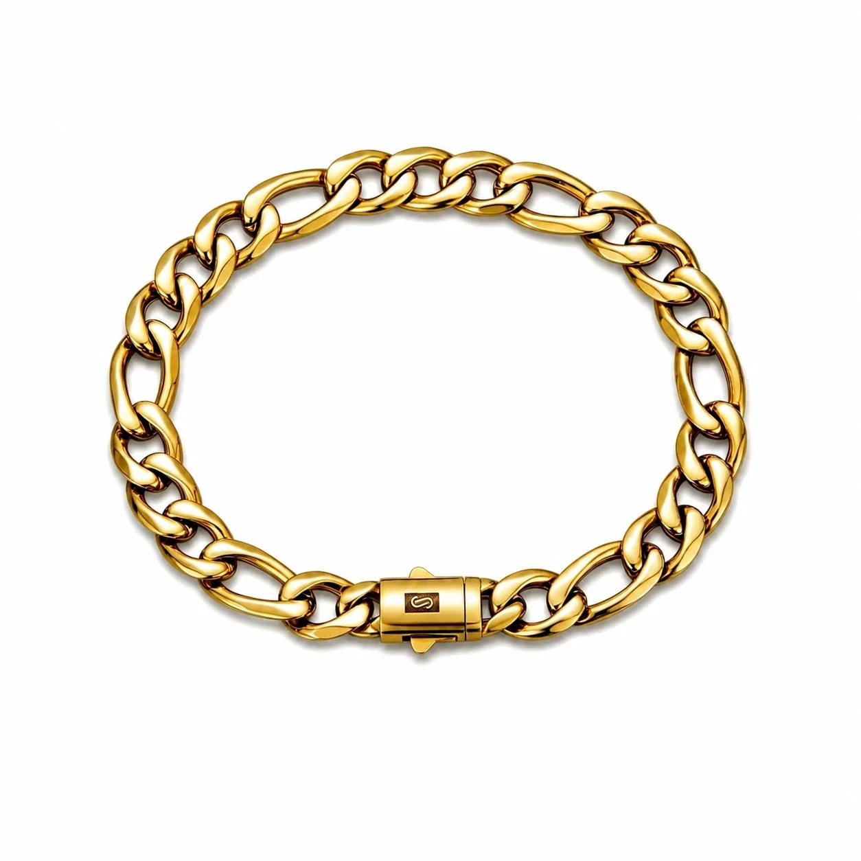 Bold Gold-Plated Stainless Steel Figaro Curb Chain Necklace