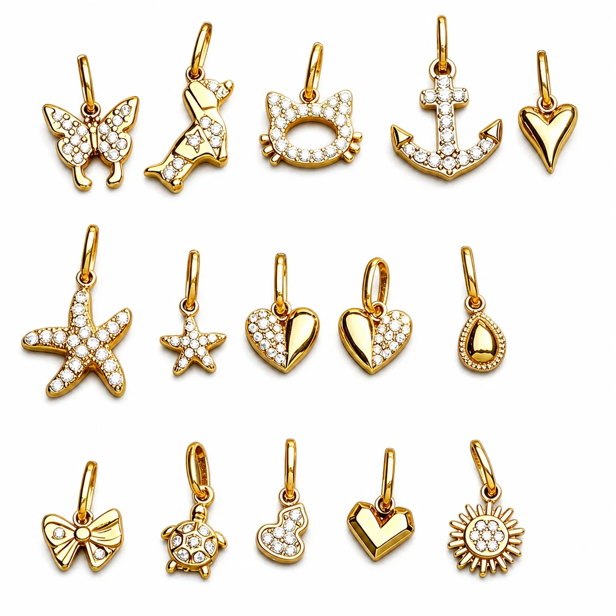 Gleaming 316 Stainless Steel Pavé Charm Pendant