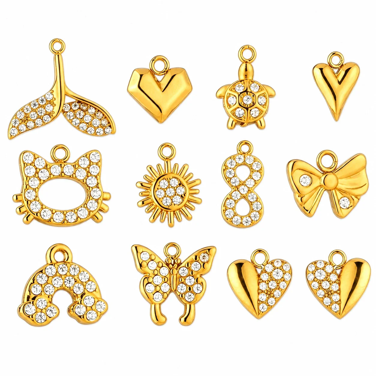 Gleaming 316 Stainless Steel Pavé Charm Pendant