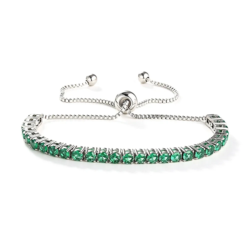 Radiant 316 Stainless Steel Round CZ Tennis Bracelet - Silver Green CZ