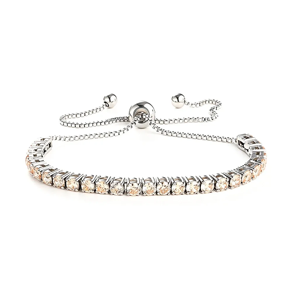 Radiant 316 Stainless Steel Round CZ Tennis Bracelet - Silver Champagne CZ