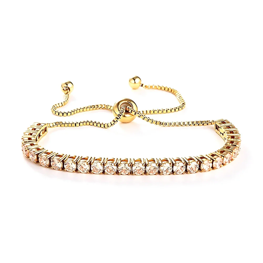 Radiant 316 Stainless Steel Round CZ Tennis Bracelet - Gold Champagne CZ