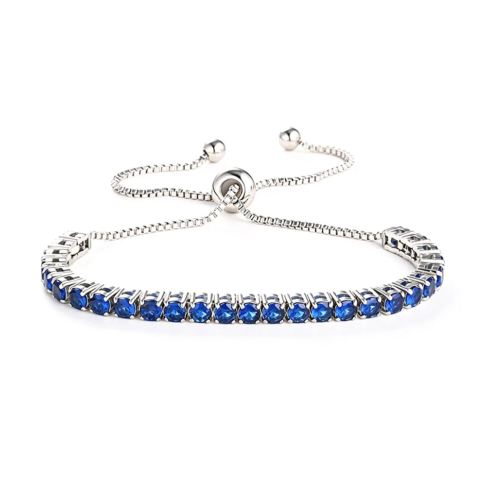 Radiant 316 Stainless Steel Round CZ Tennis Bracelet - Silver Blue CZ