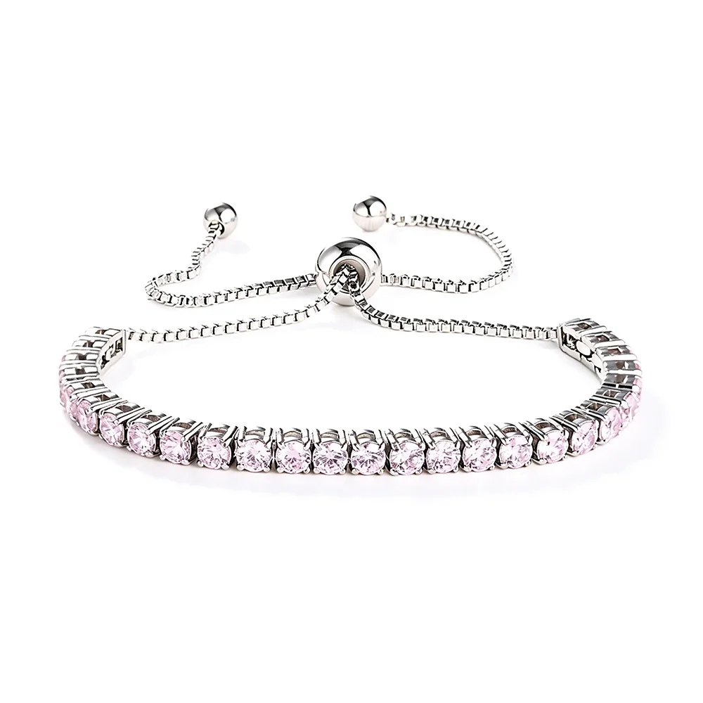 Radiant 316 Stainless Steel Round CZ Tennis Bracelet - Silver Pink CZ
