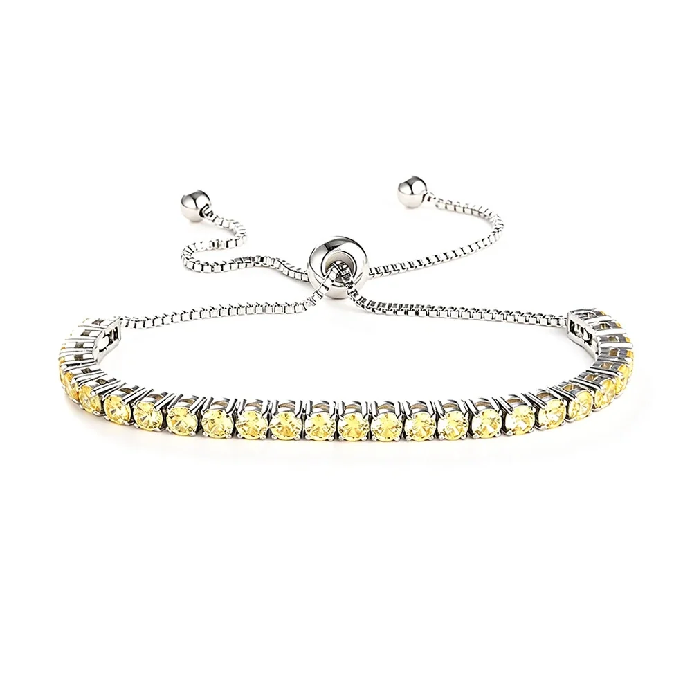 Radiant 316 Stainless Steel Round CZ Tennis Bracelet - Silver Yellow CZ