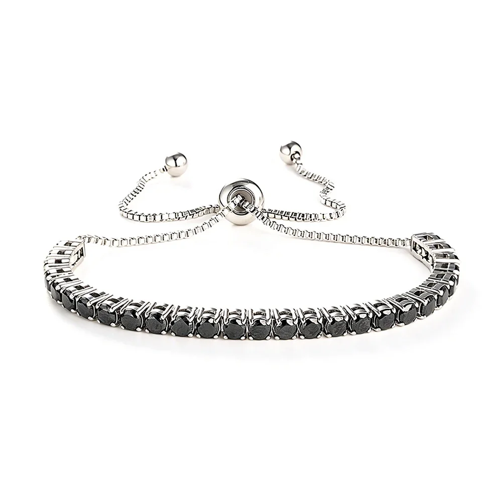Radiant 316 Stainless Steel Round CZ Tennis Bracelet - Silver Black CZ