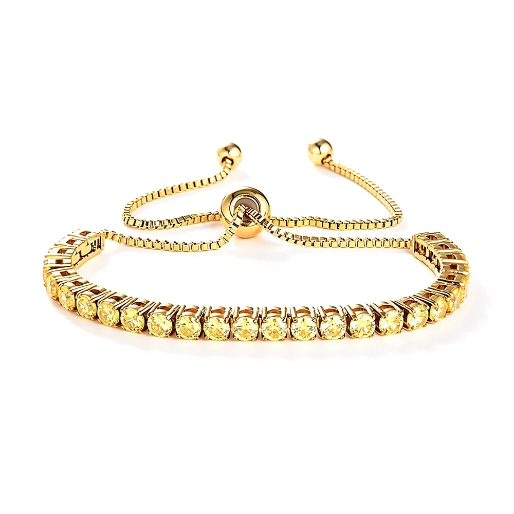 Radiant 316 Stainless Steel Round CZ Tennis Bracelet - Gold Yellow CZ
