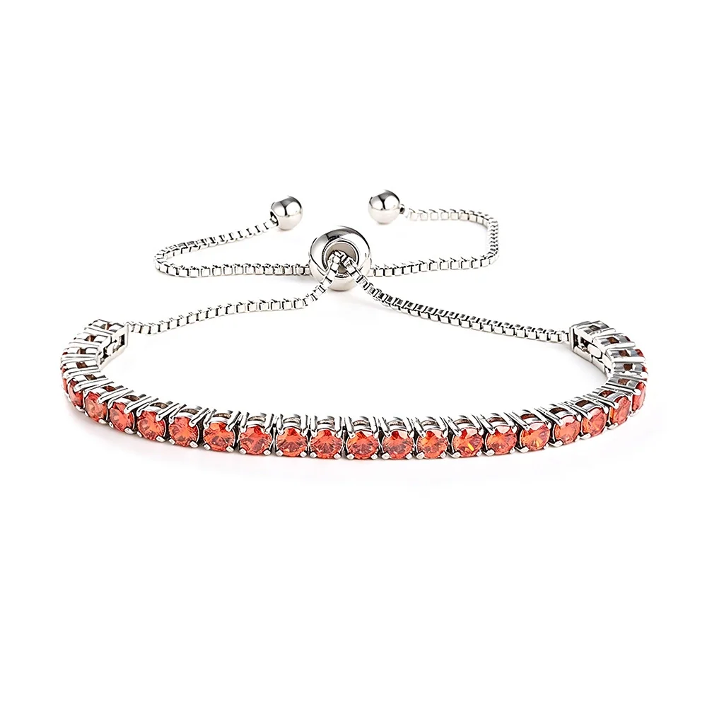 Radiant 316 Stainless Steel Round CZ Tennis Bracelet - Silver Red CZ