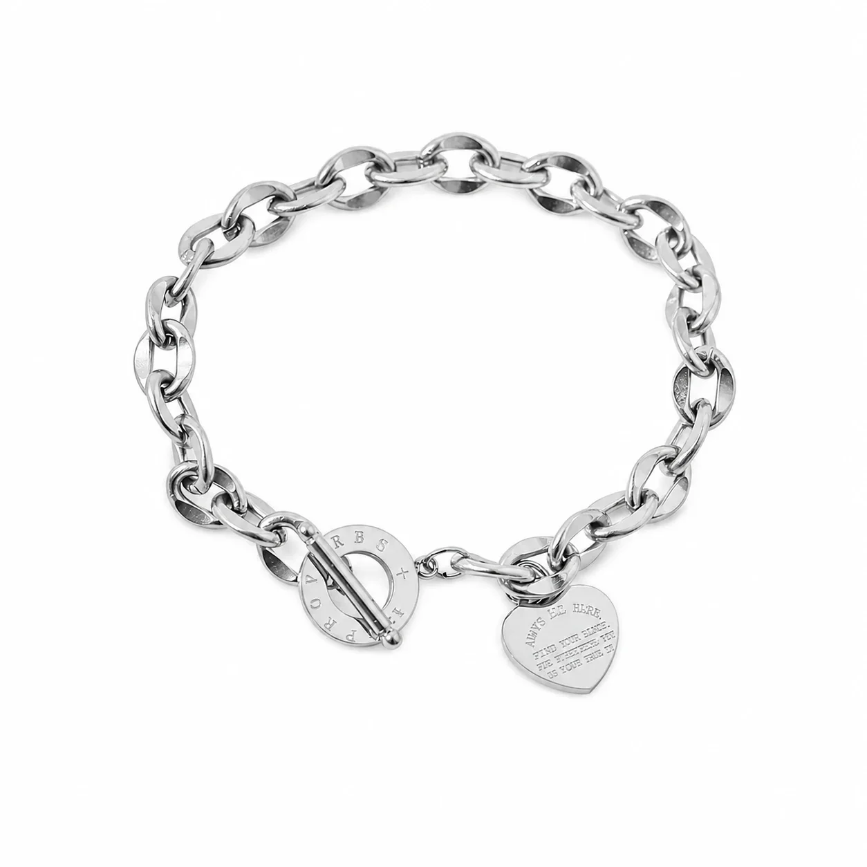 Vintage 18K Gold-Plated Heart Charm Toggle Bracelet